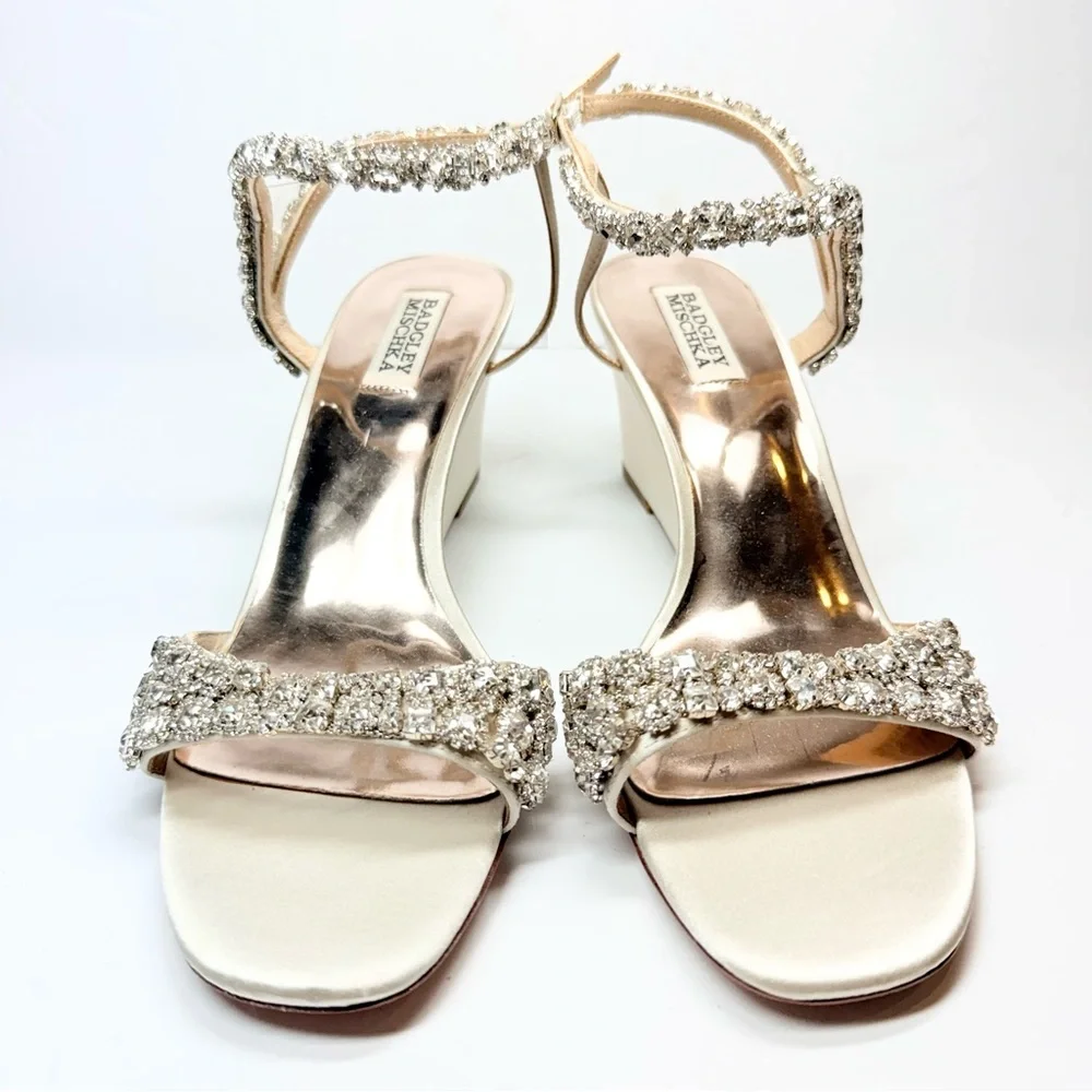 Badgley Mischka Women's Blakely Embellished Wedge Sandals‎ Size 9